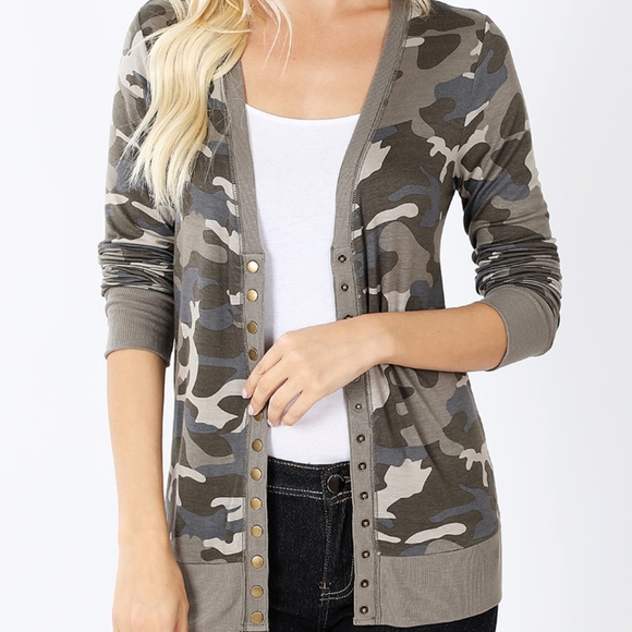 ⭐ Only 3 Left ⭐Camouflage Button Cardigan Sweater - Picture 3 of 7